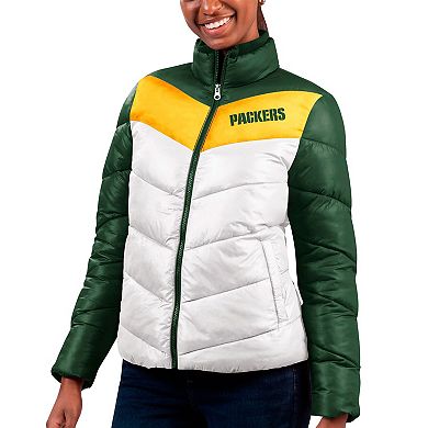 Women's G-III 4Her by Carl Banks  White/Green Green Bay Packers New Star Quilted Full-Zip Jacket