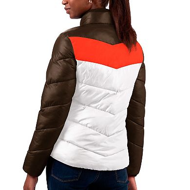 Women's G-III 4Her by Carl Banks  White/Brown Cleveland Browns New Star Quilted Full-Zip Jacket
