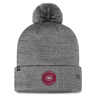 Men's Fanatics Branded  Gray Montreal Canadiens Authentic Pro Home Ice Cuffed Knit Hat with Pom