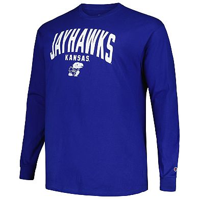 Men's Champion Royal Kansas Jayhawks Big & Tall Arch Long Sleeve T-Shirt