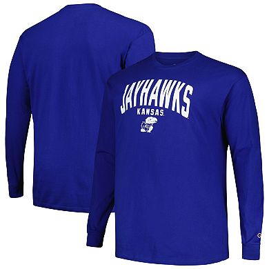 Men's Champion Royal Kansas Jayhawks Big & Tall Arch Long Sleeve T-Shirt