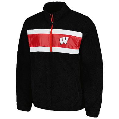 Men's G-III Sports by Carl Banks Black Wisconsin Badgers Pinch Runner Half-Zip Top