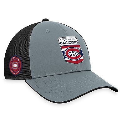 Men's Fanatics Branded  Gray/Black Montreal Canadiens Authentic Pro Home Ice Trucker Adjustable Hat