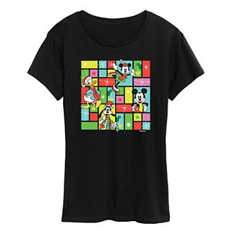 Disney's Mickey Mouse & Friends Women's Christmas Grid Graphic Tee