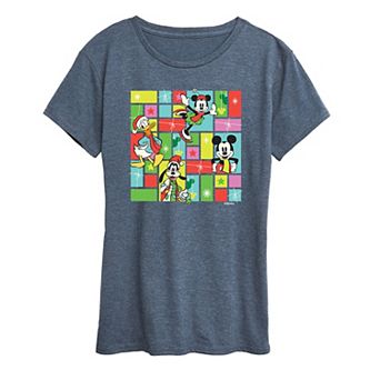 Disney's Mickey Mouse & Friends Women's Christmas Grid Graphic Tee