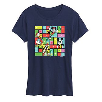 Disney's Mickey Mouse & Friends Women's Christmas Grid Graphic Tee