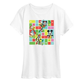 Disney's Mickey Mouse & Friends Women's Christmas Grid Graphic Tee