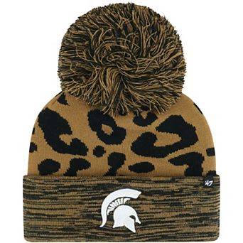 Women's '47 Brown Michigan State Spartans Rosette Cuffed Knit Hat with Pom
