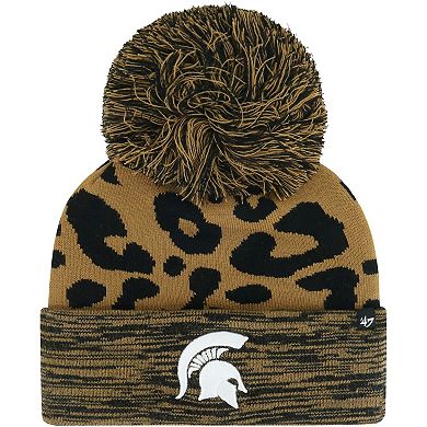 Women's '47 Brown Michigan State Spartans Rosette Cuffed Knit Hat with Pom