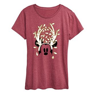 Disney's Mickey Mouse Women's Glitter Antlers Graphic Tee