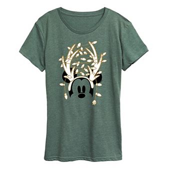 Disney's Mickey Mouse Women's Glitter Antlers Graphic Tee