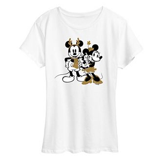 Disney's Mickey Mouse Women's Mickey Minnie Sparkle Graphic Tee