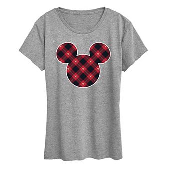 Disney's Mickey Mouse Women's Plaid Silhouette Graphic Tee
