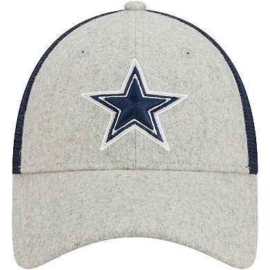 Men's New Era Heather Gray/Navy Dallas Cowboys Pop Trucker 9FORTY Adjustable Hat
