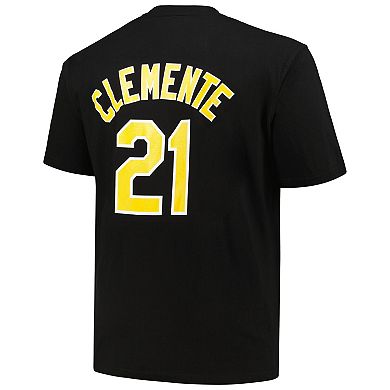 Men's Profile Roberto Clemente Black Pittsburgh Pirates Big & Tall Cooperstown Collection Player Name & Number T-Shirt