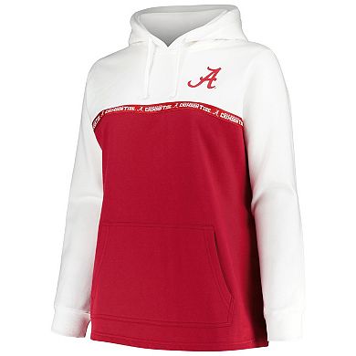 Women's Profile White/Crimson Alabama Crimson Tide Plus Size Taping Pullover Hoodie