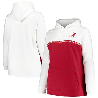 Women's Profile White/Crimson Alabama Crimson Tide Plus Size Taping Pullover Hoodie