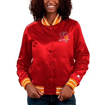 Women's Starter Red Tampa Bay Buccaneers Full Count Satin Full-Snap Varsity Jacket