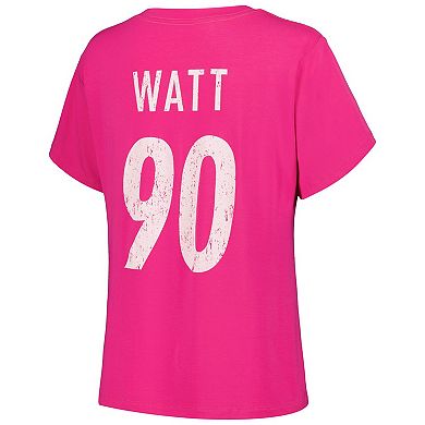 Women's Majestic Threads T.J. Watt Pink Pittsburgh Steelers Name & Number T-Shirt