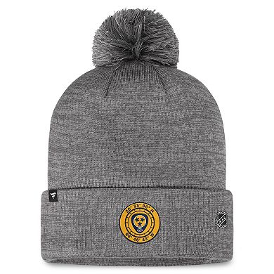 Men's Fanatics Branded Gray Nashville Predators Authentic Pro Home Ice Cuffed Knit Hat with Pom