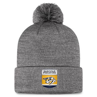 Men's Fanatics Branded Gray Nashville Predators Authentic Pro Home Ice Cuffed Knit Hat with Pom