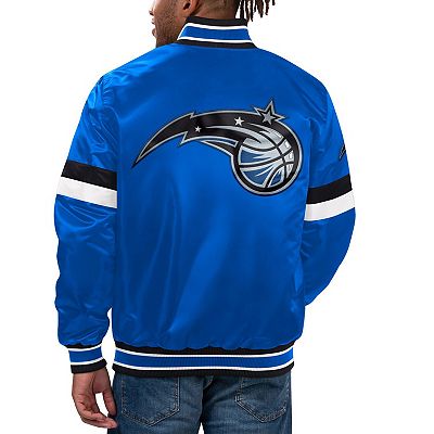 Men s Starter Blue Orlando Magic Home Game Satin Full Snap Varsity Jacket