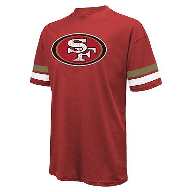Men's Majestic Threads Christian McCaffrey Scarlet San Francisco 49ers Name & Number Oversize Fit T-Shirt