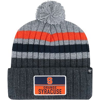 Men's '47 Charcoal Syracuse Orange Stack Striped Cuffed Knit Hat with Pom