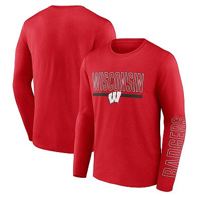 Men's Profile Red Wisconsin Badgers Big & Tall Two-Hit Graphic Long Sleeve T-Shirt