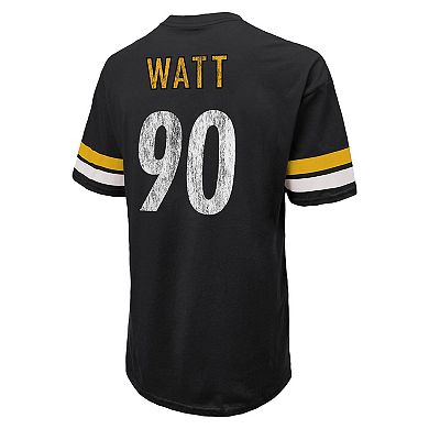 Men's Majestic Threads T.J. Watt Black Pittsburgh Steelers Name & Number Oversize Fit T-Shirt