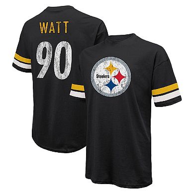 Men's Majestic Threads T.J. Watt Black Pittsburgh Steelers Name & Number Oversize Fit T-Shirt