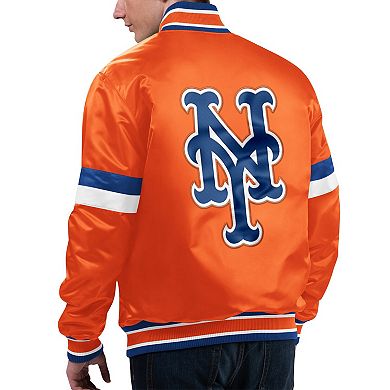 Men's Starter Orange New York Mets Home Game Satin Full-Snap Varsity Jacket
