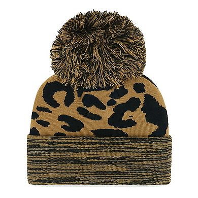 Women's '47 Oakland Athletics Leopard Rosette Cuffed Knit Hat with Pom