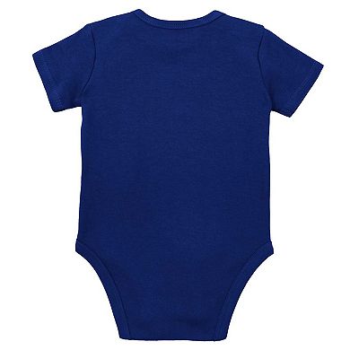 Newborn & Infant Mitchell & Ness Orange/Royal Denver Broncos Throwback Big Score Creeper Bib and Bootie Set