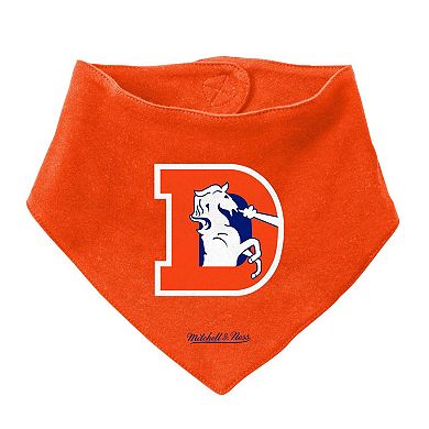 Newborn & Infant Mitchell & Ness Orange/Royal Denver Broncos Throwback Big Score Creeper Bib and Bootie Set