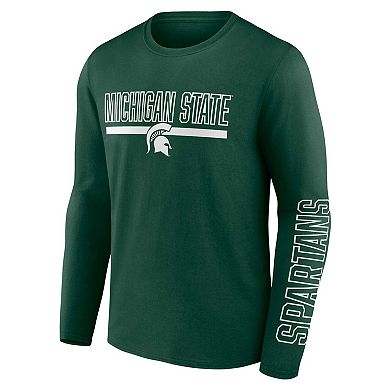 Men's Profile Green Michigan State Spartans Big & Tall Two-Hit Graphic Long Sleeve T-Shirt