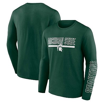 Men's Profile Green Michigan State Spartans Big & Tall Two-Hit Graphic Long Sleeve T-Shirt