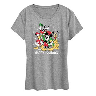 Disney's Mickey and Friends Women's Happy Holidays Group Graphic Tee