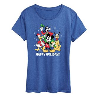 Disney's Mickey and Friends Women's Happy Holidays Group Graphic Tee
