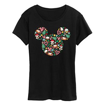 Disney's Mickey Mouse Women's Silhouette Christmas Graphic Tee