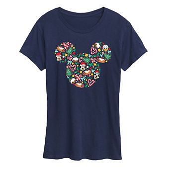 Disney's Mickey Mouse Women's Silhouette Christmas Graphic Tee