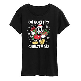 Disney's Mickey Mouse Women's Oh Boy Its Christmas Graphic Tee