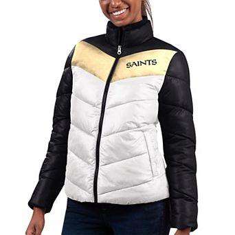 Women's G-III 4Her by Carl Banks White/Black New Orleans Saints New Star Quilted Full-Zip Jacket
