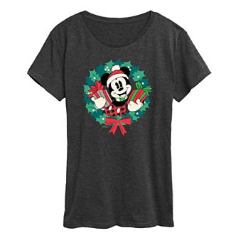 Disney's Mickey Mouse Women's Holiday Wreath Graphic Tee