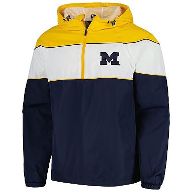 Men's G-III Sports by Carl Banks Navy Michigan Wolverines Center Line Half-Zip Raglan Hoodie Jacket