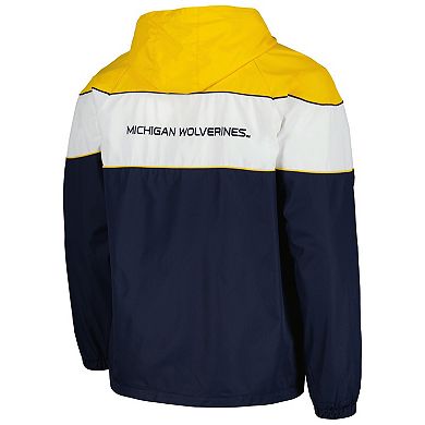 Men's G-III Sports by Carl Banks Navy Michigan Wolverines Center Line Half-Zip Raglan Hoodie Jacket