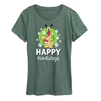 Disney's Mickey Mouse Women's Pluto Happy Howlidays Graphic Tee