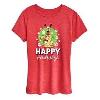 Disney's Mickey Mouse Women's Pluto Happy Howlidays Graphic Tee