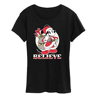 Disney's Mickey Mouse Women's Believe Holiday Graphic Tee