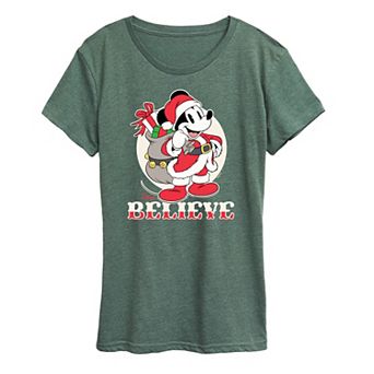 Disney's Mickey Mouse Women's Believe Holiday Graphic Tee